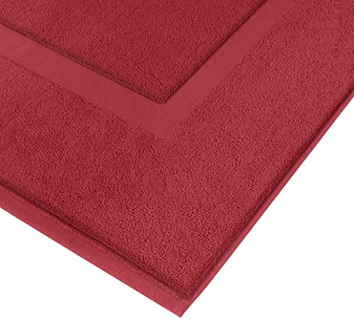 Utopia Towels Cotton Banded Rug, Bath Mats, Not a Bathroom Rug, 21 by 34 Inches, 100% Ring Spun Cotton, Highly Absorbent Shower Bathroom Floor Mat, Red, 2 Pack