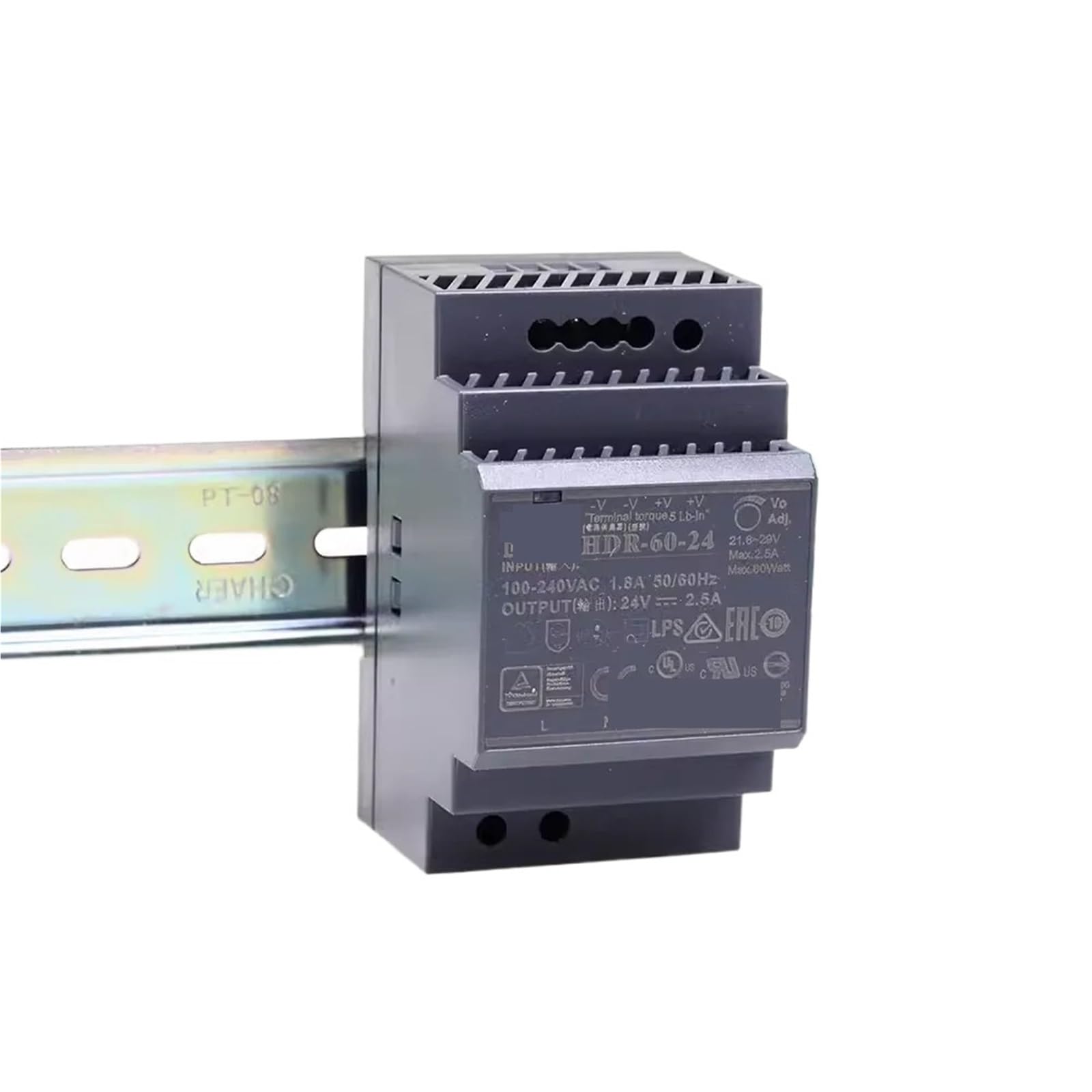 Alimentation rail DIN HDR-60-24V contre les pannes et manques de place
