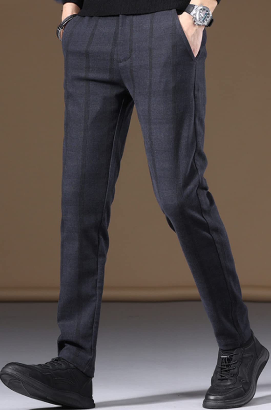 Pantalone Da Uomo A Quadri Con Vita Elastica Casual,Sottile Uomo Pantaloni Da Jogging Slim Fit,Uomo Slim Fit Pantaloni,Con Pantaloni Skinny Eleganti 2,31