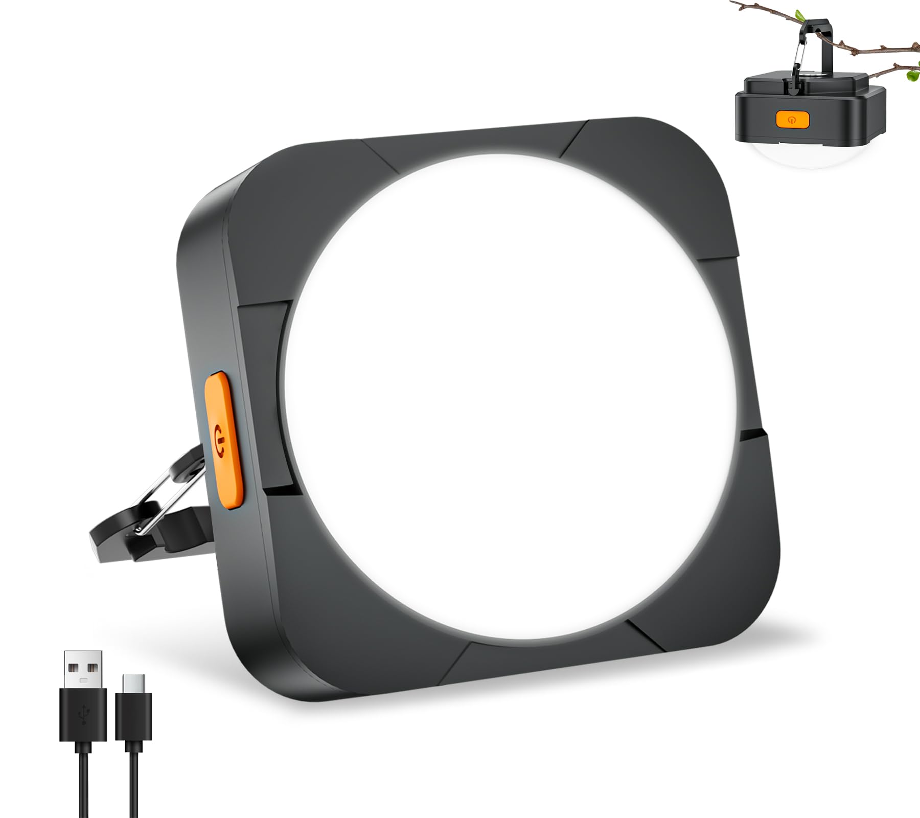 FLY2SKY - Luces de camping recargables, 1 unidad, 2000 mAh, luces de tienda de campaña, linterna LED portátil, equipo de supervivencia, accesorios de camping para senderismo, mochilero, pesca, huracán