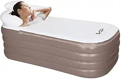 VG PLUS, Banheira Ofurô Inflável Adulto Dobrável 120l Com Bomba Elétrica Bivolt Vg Plus Champanhe