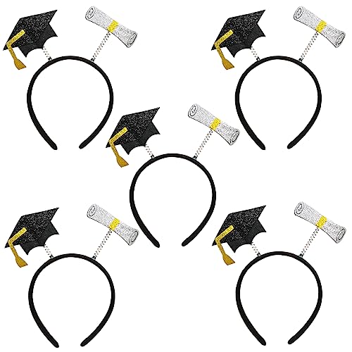 Fayemint 5 Piezas Mini Doctoral Cap Diadema, Diadema de Sombrero de Graduación Negro, Decoraciones de Graduación, para Graduaciones, Fiestas de Disfraces y otras Fiestas (Rollos de Examen)