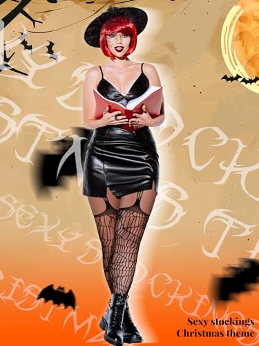 Image of Jadive 6 Pairs Women Plus Size Suspender Tights Fishnet Thigh High Stockings Garter Belt Lingerie Pantyhose