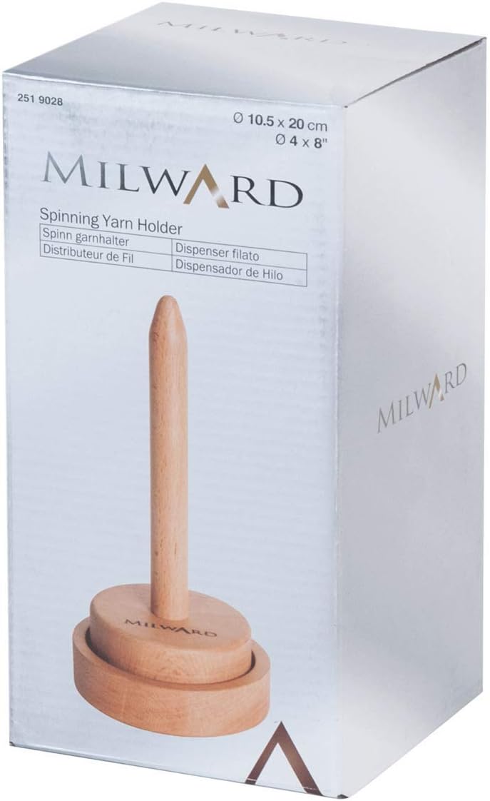 MILWARDS Premium Spinning Yarn Holder, 10.5 x 10.5 x 20cm, Beech Wood