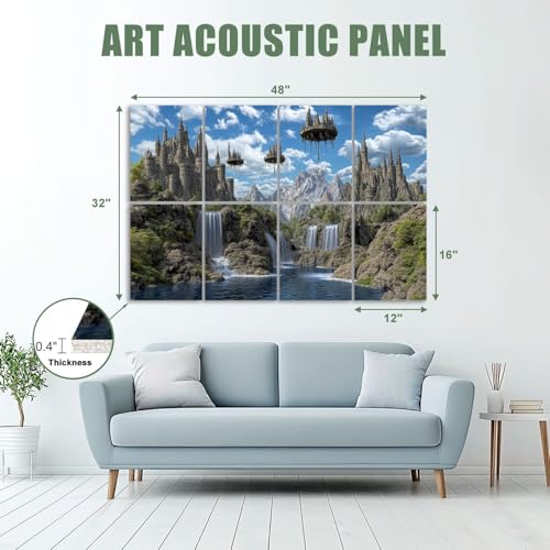 8 Pack Paneles Acústicos Artísticos Absorbentes de Sonido con Diseño 3D, Auto-Adhesivos para Estudios de Grabación y Oficina, 48"x32" miniatura 2