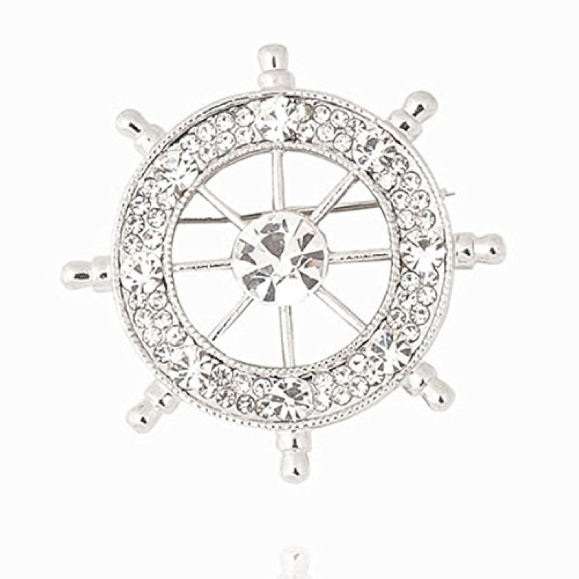 Rudder Crystal Rhinestone Brooch Pin, Unisex Gift