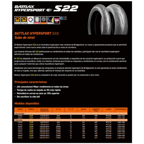 Image of Bridgestone Battlax Hypersport S22 Motorcycle Tire