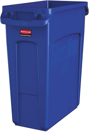 Rubbermaid Commercial Products - Basurero de reciclaje, diseño rectangular con canales de ventilación, modelo Slim Jim, Azul
