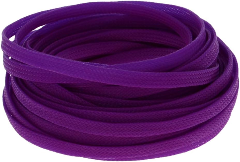 Utoolmart 5m / 16.4ft PET Expandable Braided Sleeving, Flexible Wire Mesh Sleeve, for Audio Video and Other Home Device Cable Wire, Black Purple Braided Sleeving, 1 Pcs