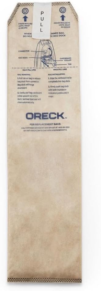 Oreck Vacuum Cleaner Bags for Discover Upright Vacs, Pack of 6, Tan, Hepa Filtration, Part # AK1LW6H, Oreck Odor Fighting Vacuum Bags
