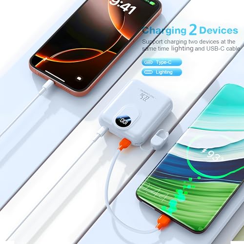 Cargador portátil para viajar con 4 salidas y cables para iPhone 16 y iPad 4