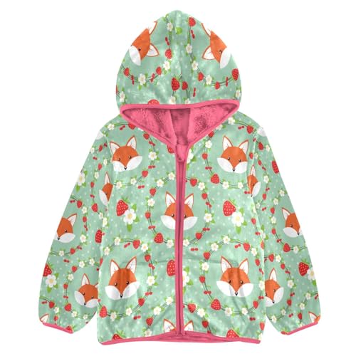 Abrigo de forro polar para niñas, con cremallera, diseño de zorros, flores, para niños, chaqueta con capucha para niños, con estampado floral, talla 3-10T, multicolor, 5 años