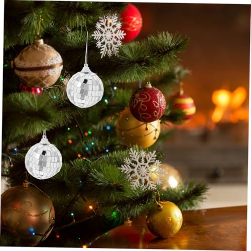 Luxshiny 6pcs Mini Mirror Disco Reflective Ornaments para árbol de Navidad, bodas, fiestas, decoraciones colgantes brillantes para festivales de música y fiestas en casa miniatura 7