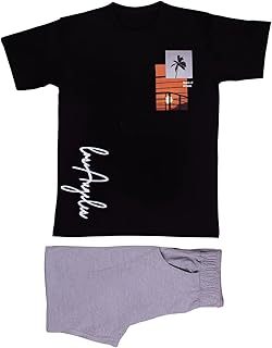 طقم بيجامة للأولاد مكونة من تيشرت نصف كم مطبوع بأشكال وشورت من بابيلون، قطعتين