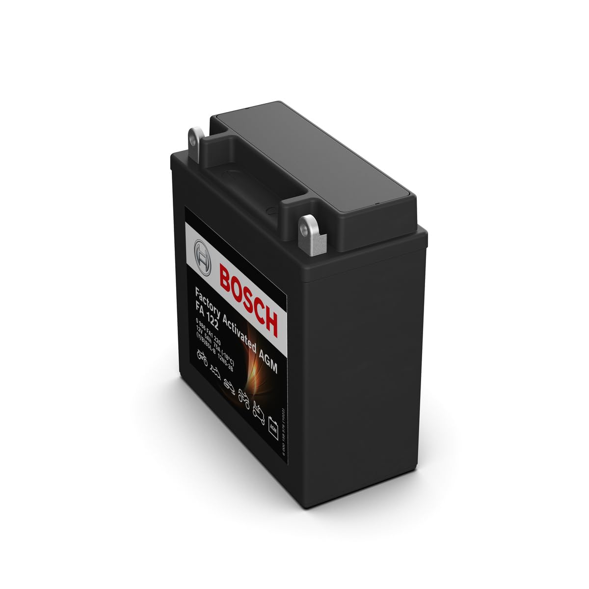 Bosch FA122 - Batería para Motocicletas AGM - 12V 75A 5Ah - Adecuada para motocicletas, motos de enduro, scooters, quads, motos de agua - Compatible M4F18, BB5L-B, 12N5-3B