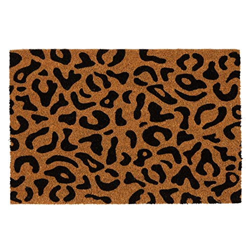 Nicola Spring Coir Door Mat - 60 x 40cm - Leopard - Pack of 1 - Decorative Indoor Front Door Floor Mat Entry Dirt Trapper Rug Outdoor Boot Scraper Non Slip Backing Doormat