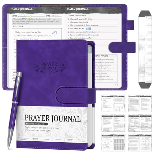 Ospelelf Purple Faux Leather Prayer Journal for Women