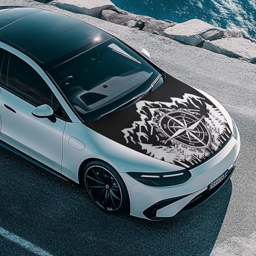 Image of Car Hood Cover Protector Car Decor Accessories Can be Washed Elastic Fabrics Hood Wrap Blanket for Most Cars SUV Truck, Mountain Pointer