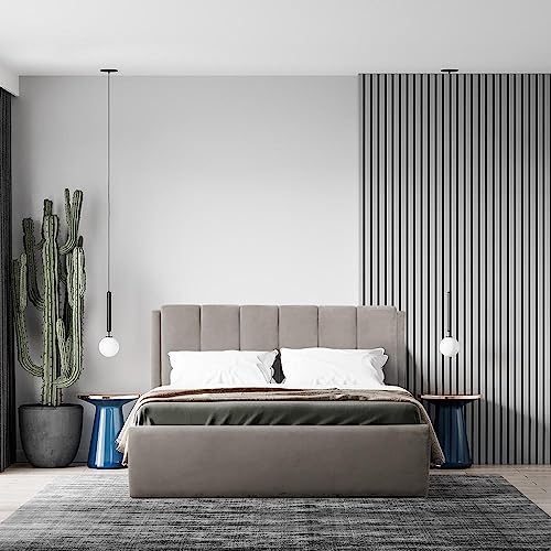 Image of Wakefit Bed | Queen (78 X 60) Solid Wood Bed, Upholstered, with Storage, 3 Year Warranty | - Antho - Velvet Tuscan Tan