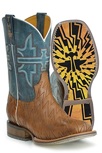 Tin Haul Men's Lightning Bolt Western Boot Broad Square Toe - 14-020-0077-0463 BR 9 D(M) US