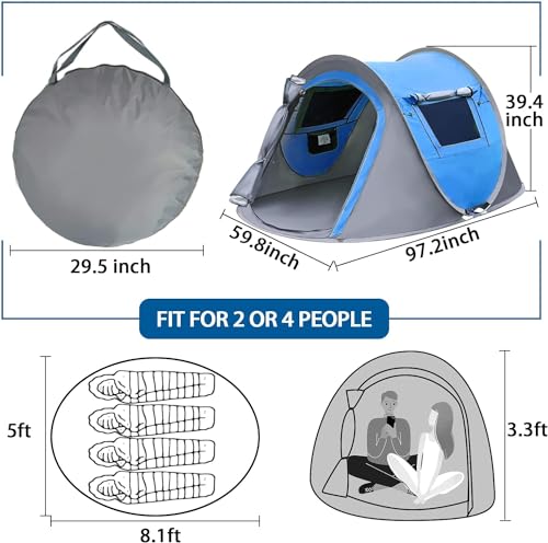 Carpa de Camping Pop-Up para 1 Persona con Montaje Instantáneo miniatura 2
