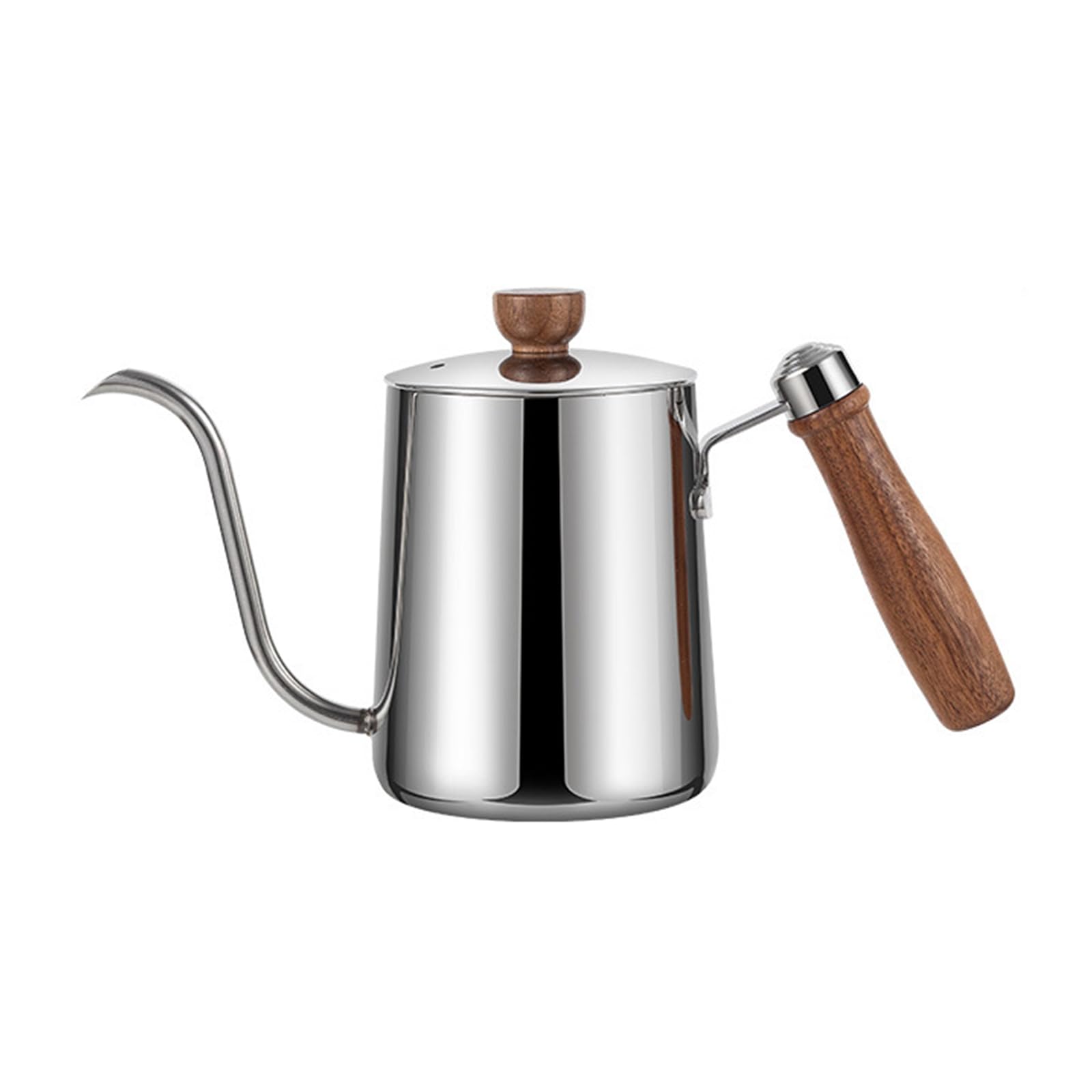 NMFLAB Professional 600ML Stainless Steels Gooseneck Coffee Kettle with Ergonomic Wooden Grip Long Spout Tea Pots with Scale Stainless Steels Coffee Pouring Kettle