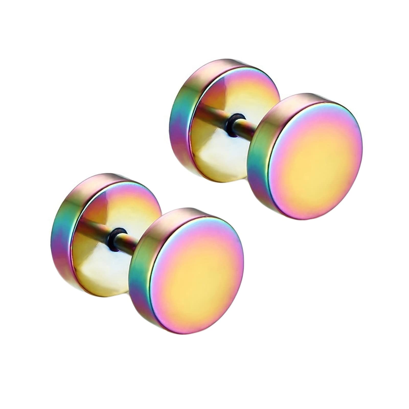 YCTTKDD Edelstahl-Ohrringe für Damen und Herren, Ohrstecker Silber/Schwarz/Gold, rund, 3–14 mm, Damen-Set
