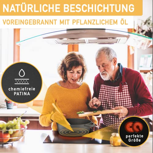 Dreizack Ostove ovaler Gusseisen Bräter mit Grilldeckel und 8,3L Volumen