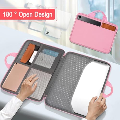 Image of Hseok Laptop Case 13.3-14 Inch Sleeve,TSA Shockproof Computer Handbag,Compatible with MacBook Neo /Pro 14 M5 /M4 /M3 /M2 /M1,All Models 13.3 inch MacBook Air /Pro,XPS 13 /14,Most 13-14 Notebooks,Pink