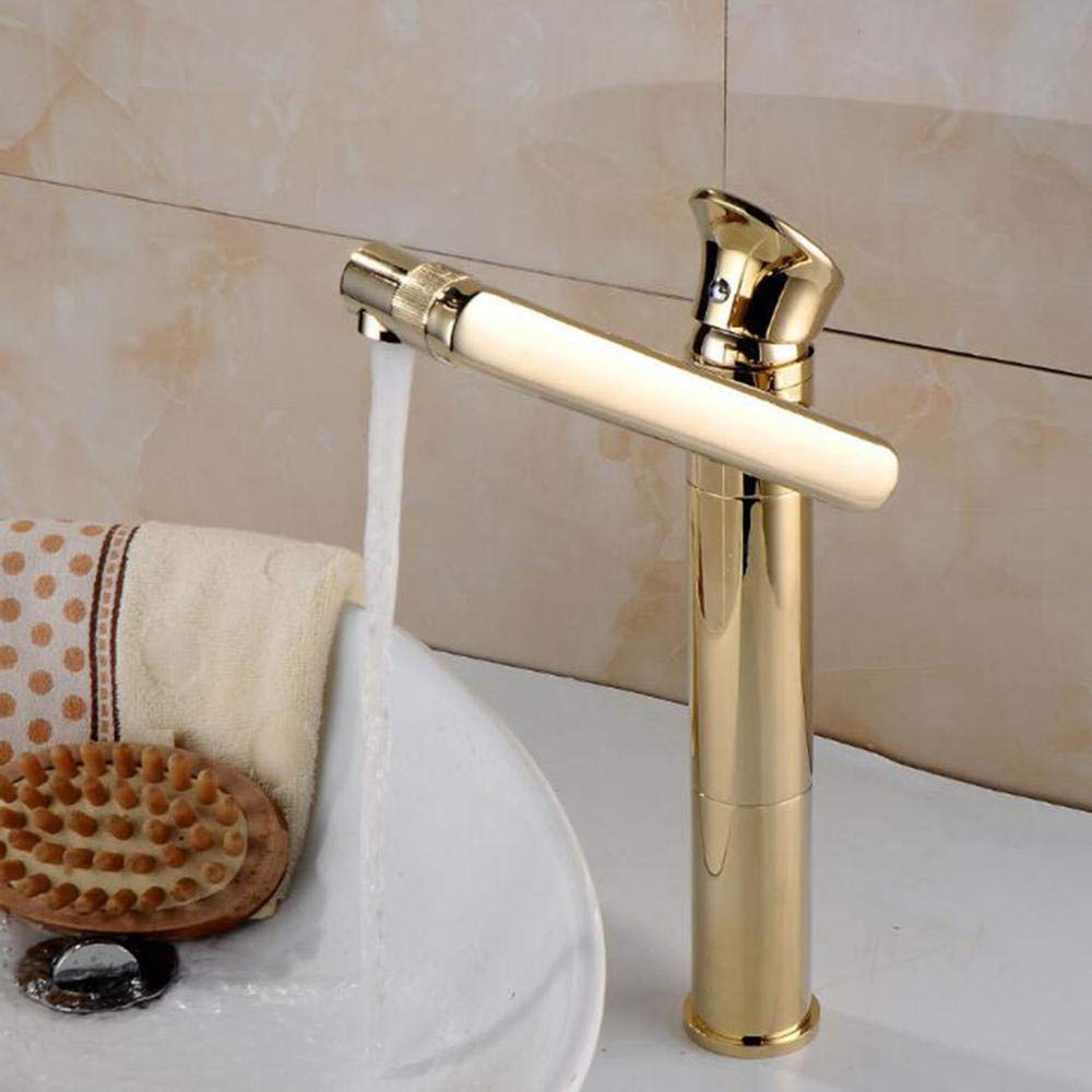 LMYSXAOZ Basin Mixer Tap Tall Rotating Hot and Cold Bathroom Sink Taps Brass Single Hole Kitchen