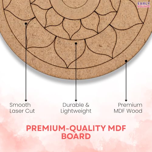 Image of EARLY BOUNCE DIY Lippan Art Kit for Kids & Adults | 2 Pre-Marked 8 Inch MDF Boards, 12 Acrylic Colors, Mirrors and More | Art and Craft Kit | Crafts & Gifts for Kids Age 8+ | Indian Folk Art
