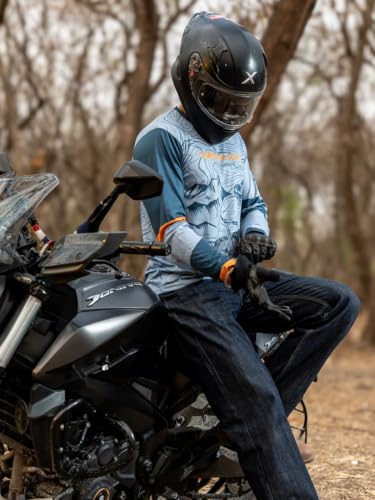 Image of WANDERLOOMS MotoMap Riding Jersey for Men | Full Sleeve Graphic Printed Sports T-Shirt for Bikers, Cycling & Outdoor Activities