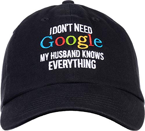 Ann Arbor T-shirt Co. My Husband Knows Everything | Wife Women's Baseball Dad Hat Black