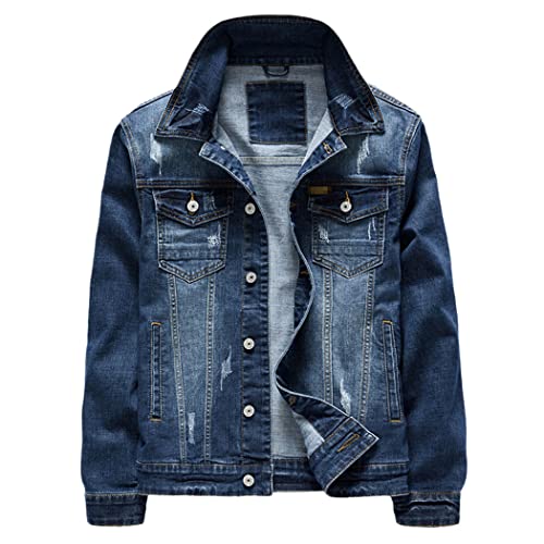Veste en jean bleu homme idéale pour le printemps et l'automne en terrasse ou en balade