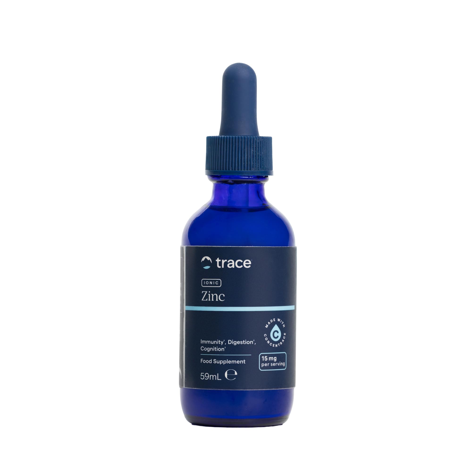 Trace Minerals - Zinco Ionico Liquido | 50 mg di Zinco con Magnesio|Supporta il Sistema Immunitario,la Digestione, la Crescita e lo Sviluppo | Per Bambini e Adulti | 45 Porzioni, 59 ml (1 Confezione)