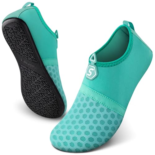 Image of SEEKWAY Water Shoes Quick-Dry Aqua Socks Barefoot Slip-on for Beach Pool Swim River Yoga Lake Surf Women Men Black SK001