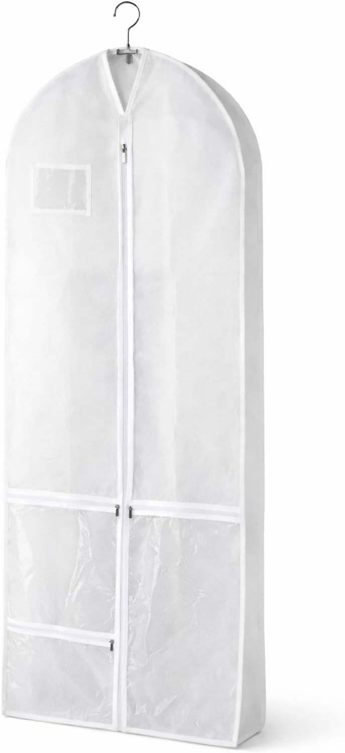 72" Wedding Dress Garment Bag with 10'' Gusseted and 3 Accessory Pockets
