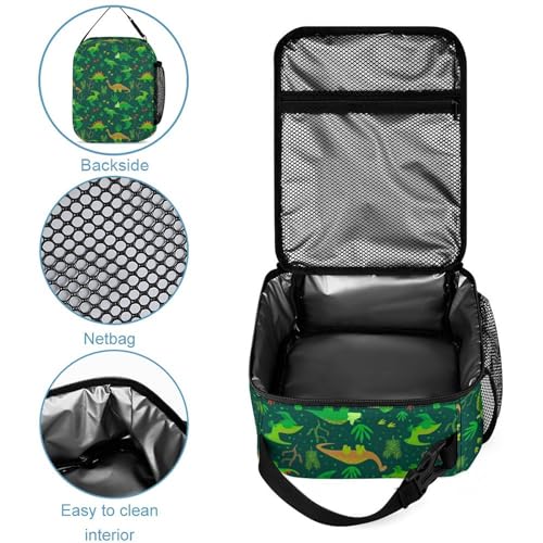 Custom Green Cute Dinosaur Backpacks 4 Piece Set Personalized Add Name Backpack with Lunch Bag Pencil Bag Kids Water Bottle Customization School Book Bags for Boys Girls4