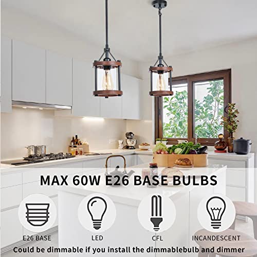 Farmhouse-Pendant-Light-Rustic-Walnut-Wood-Metal-Cage-Hanging-Light-Fixtures-with-Glass-Adjustable-for-Flat-and-Slop-Ceiling-Pendant-Lighting-for-Kitchen-Island-Foyer-Hallway2-Pack Farmhouse Pendant Light Rustic Walnut Wood Metal Cage Hanging Light Fixtures with Glass Adjustable for Flat and Slop Ceiling Pendant Lighting for Kitchen Island Foyer Hallway2 Pack