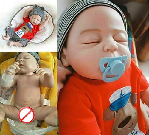 Zero Pam 18 inch Asleep Newborn Baby Reborn Baby Dolls Soft Silicone Full Body Waterproof Anatomically Correct Relistic Boy Doll Gifts for Toddler Kids