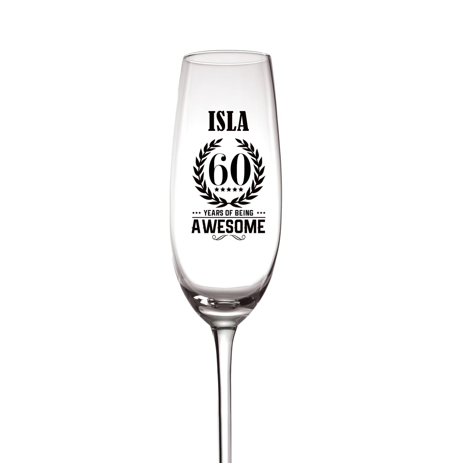 ukgiftstoreonline Personalised 60th Birthday Gift Champagne Prosecco Glass Years of Being Awesome
