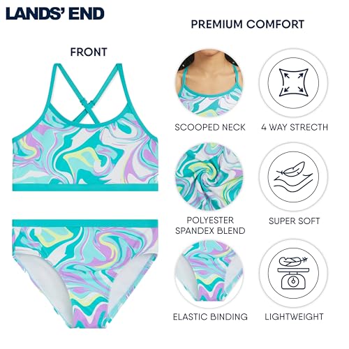 Image of Lands' End Girls' Swim UPF 50+ Adjustable Strap Bikini Set