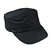 Gelante Cadet Caps 100% Breathable Cotton Plain Flat Top Twill Militray Style with Adjustable Strap. G005-BLK Black