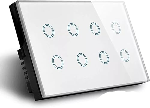 Miniatura 1 de Smart Home WiFi Smart Touch Light Interruptor de pared Panel de vidrio Tuya App Smart Life Compatible con control de voz (blanco)