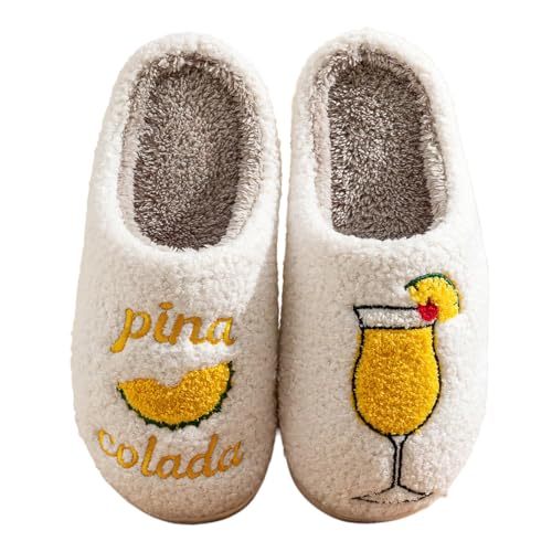 Image of Espresso Martini Slippers for Women Men，Fuzzy Warm Martini Glasses Slippers，Funny Soft Creative Design House Shoes