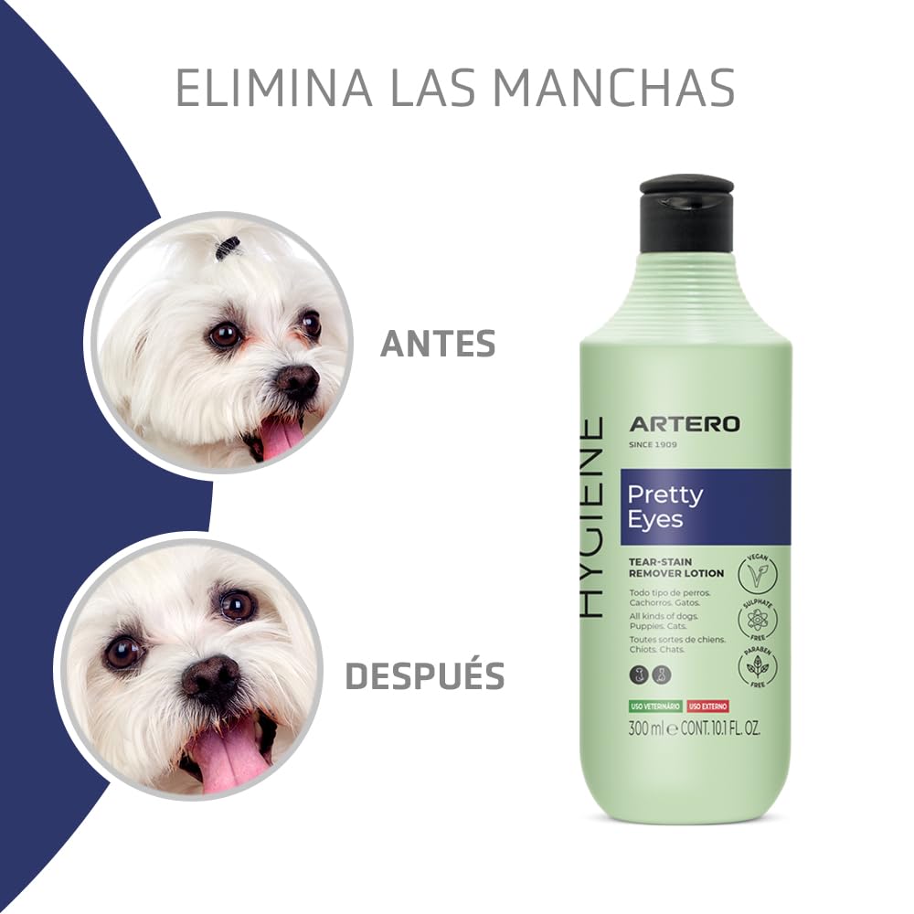 Artero Pretty Eyes. Limpiador ocular y zona lagrimal. Elimina manchas del lagrimal de perros y gatos. Limpiador Ojos Perros. Ingredientes Naturales. Higiene para perros y gatos. — view 3