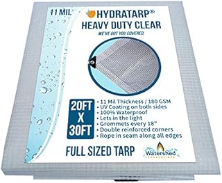 Heavy Duty Clear Greenhouse Tarp - 20ft x 30ft - Premium Quality 10