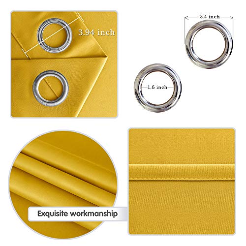 Image of DWCN Blackout Curtains for Bedroom Living Room W42 x L45 Inch Long Yellow