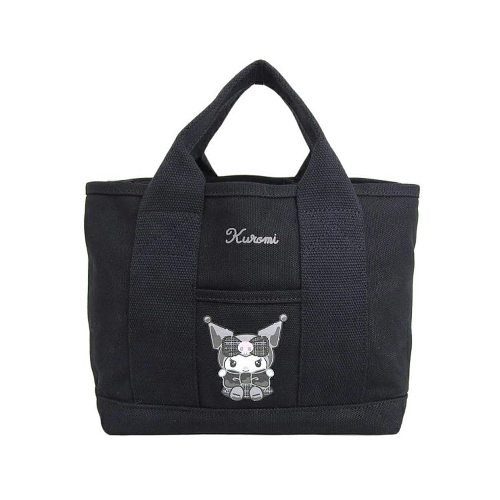 Roffatide Kuromi Sac à lunch pour le travail Boîte à lunch isolée réutilisable pour le voyage et le pique-nique Sac à lunch pliable en toile pour femmes hommes Noir