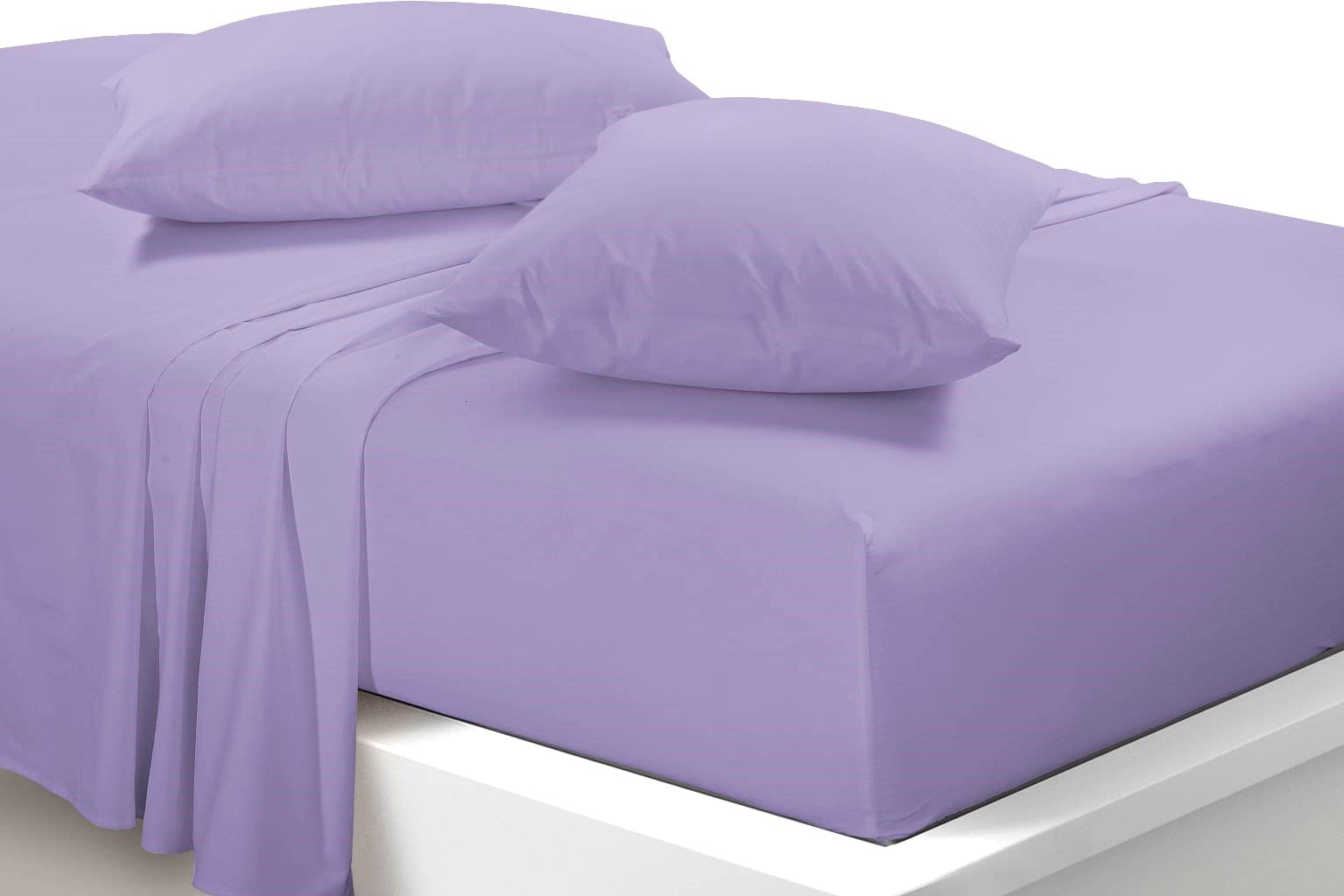 oceanevo® Pillowcases 2 Pack Plain Pillow Covers Pair with Envelope Closure Easy Care Soft Polycotton 132 Thread Count, 50 x 75 cm (Lilac)